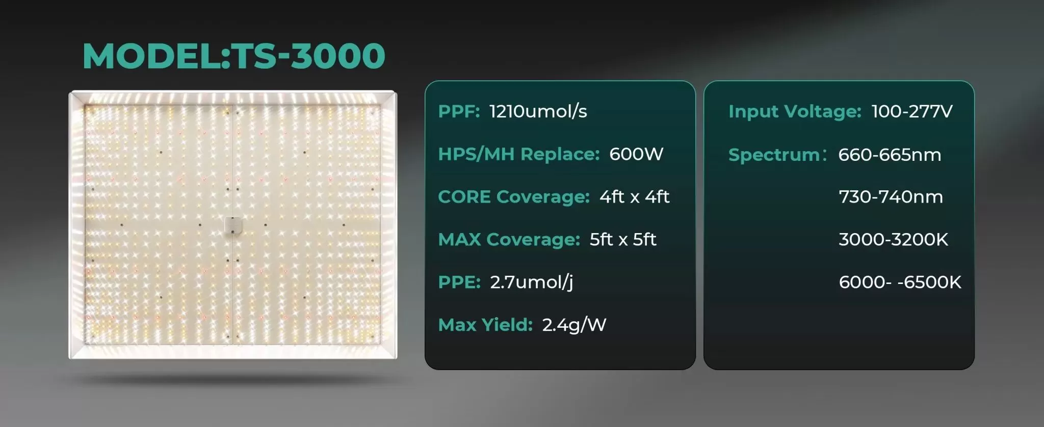 Mars Hydro TS 3000 450W LED kasvulamp täisspektriga taimelamp reguleeritav rippuv 9