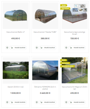 Suur valik tugevaid kasvuhooneid Eesti kliimasse otse laost sinu koju