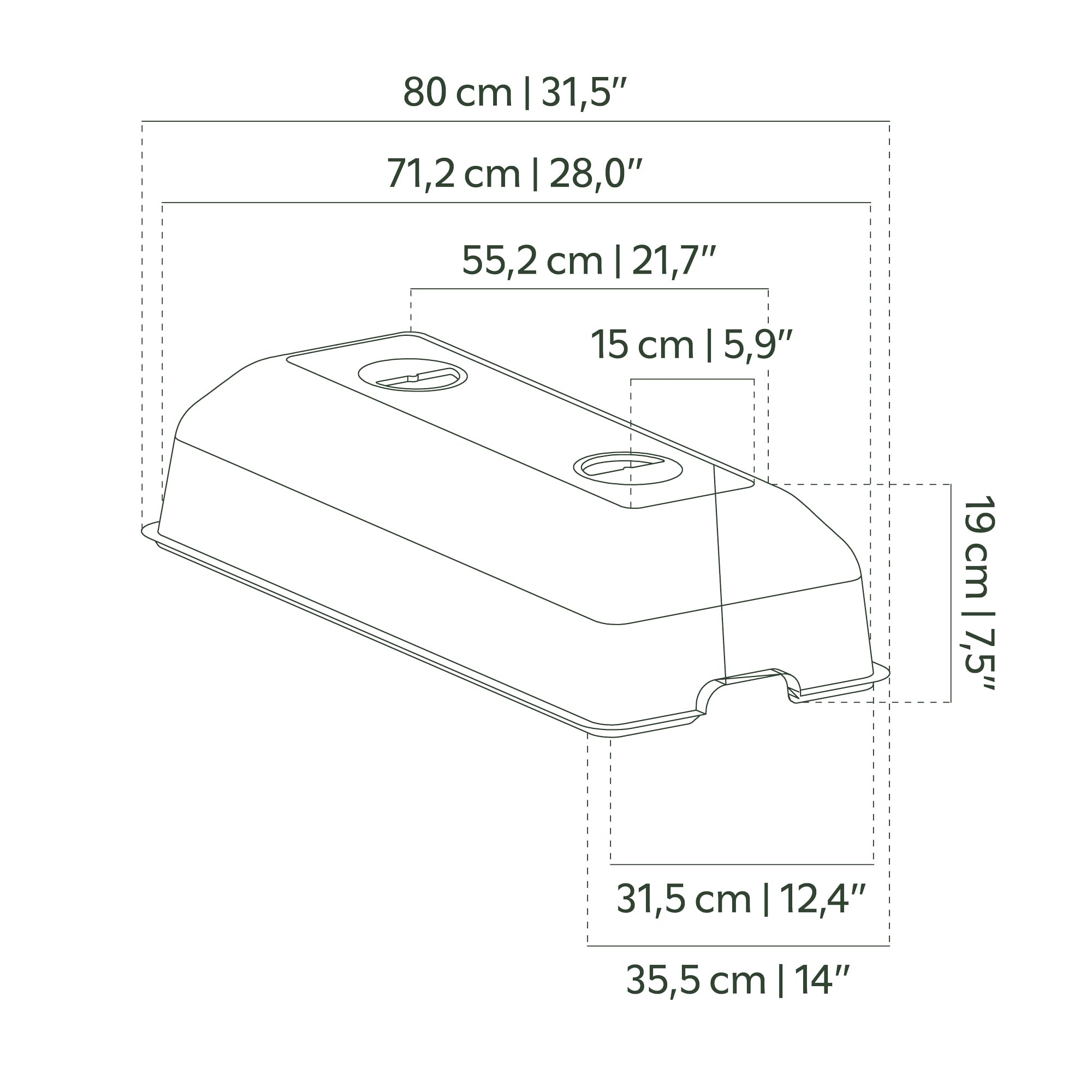 VENEZIA KASVUKASTI KAAS 80CM