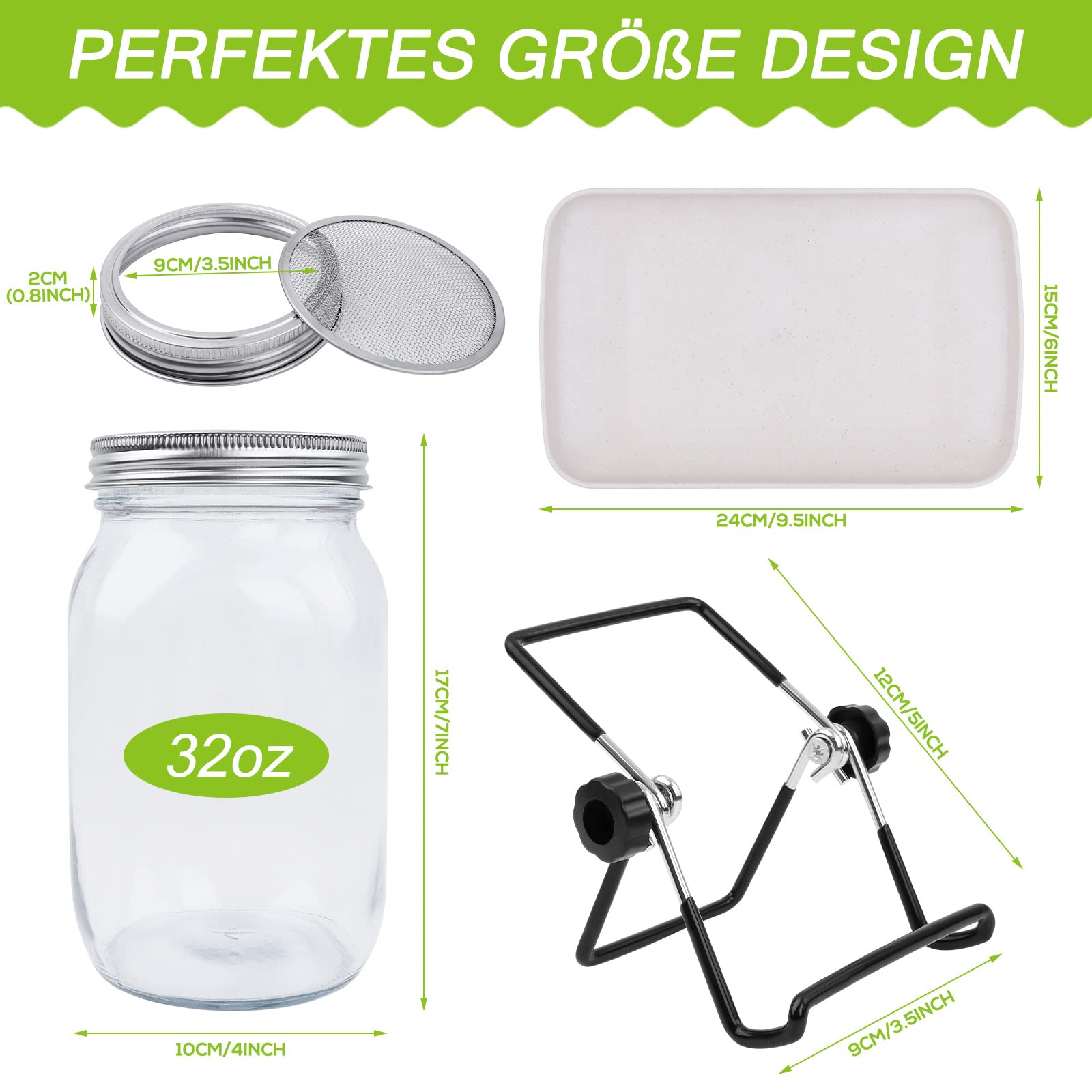 sorliva Idandamisnõu Komplekt 2 tk 1000ML - Idandamis- ja Võrsete Kasvatamise Purk Kaane