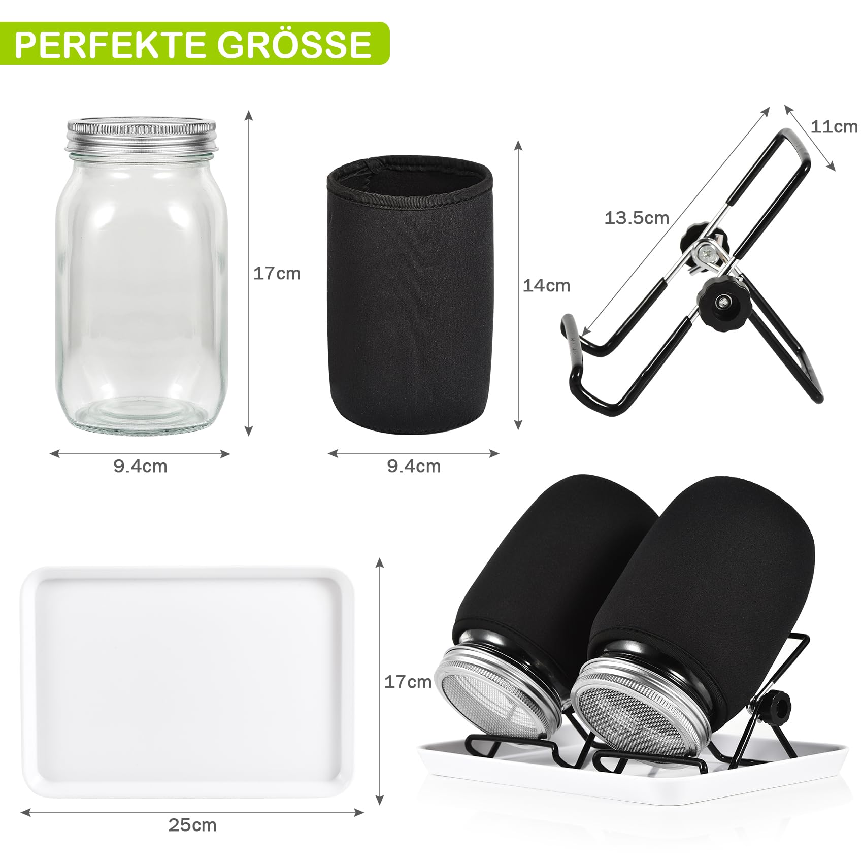 Idandamisnõude komplekt – 2 suurt idandamis- ja säilituspurki roostevabast terasest sõelfiltrite