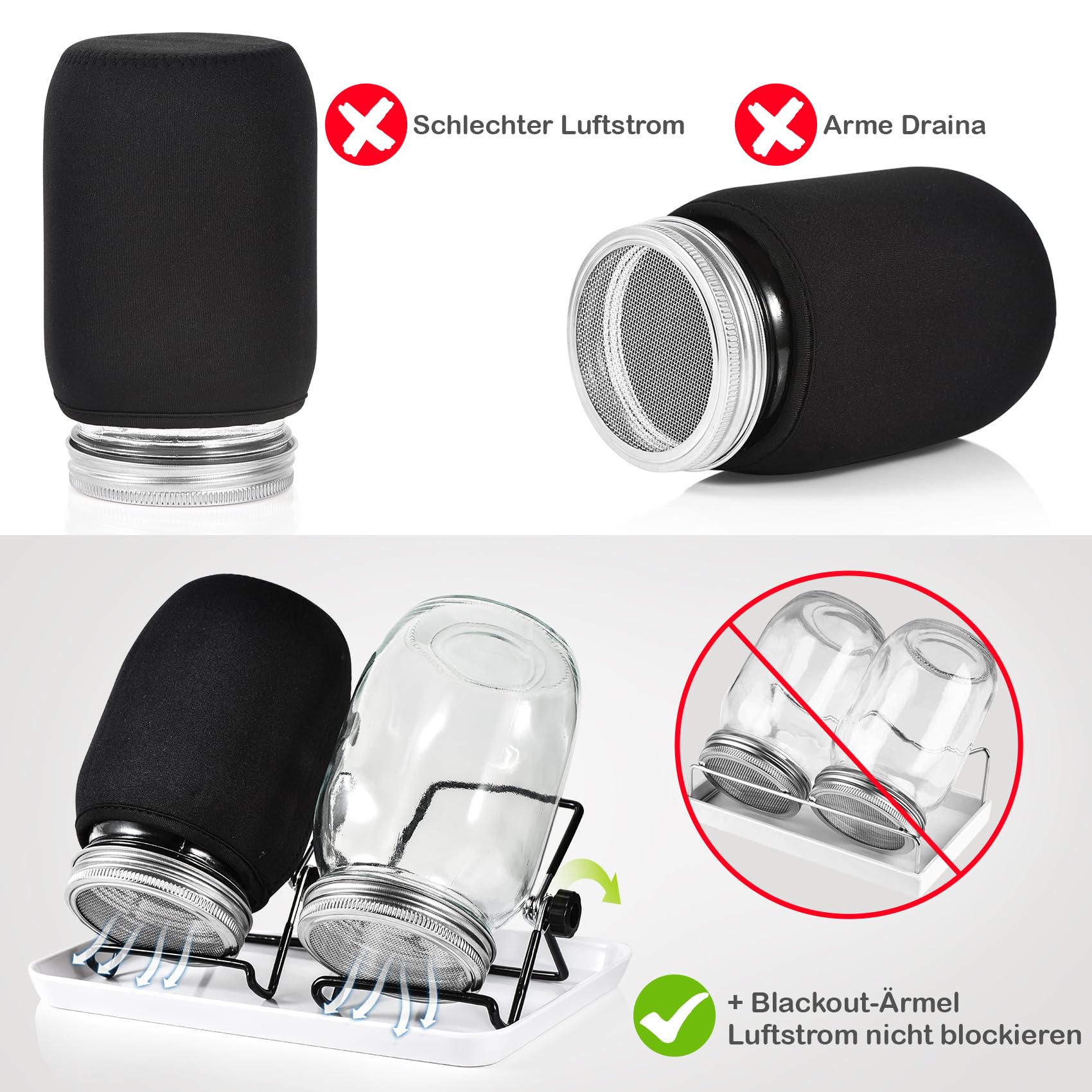 Idandamisnõude komplekt – 2 suurt idandamis- ja säilituspurki roostevabast terasest sõelfiltrite