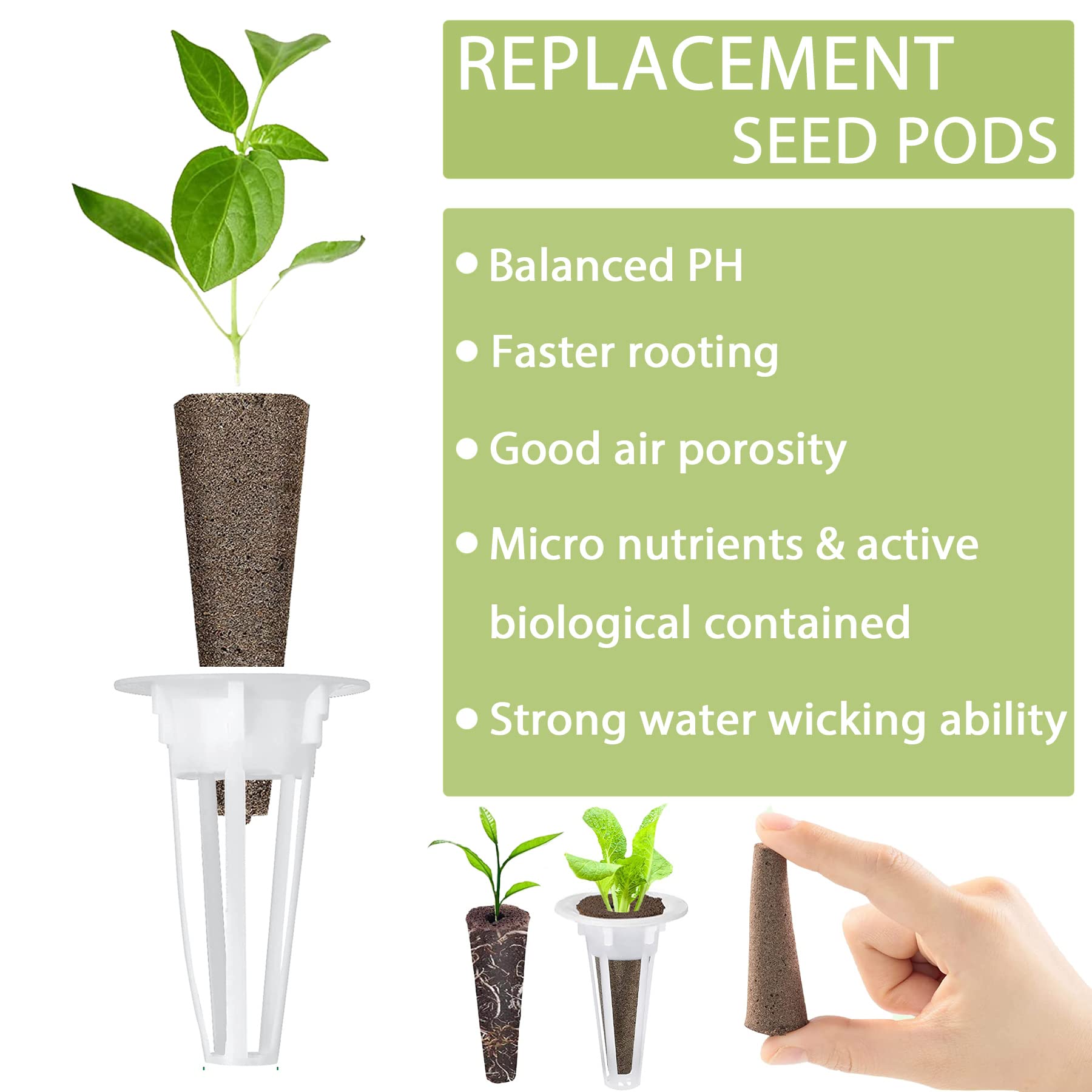 100-osaline hüdropoonika kasvatuse komplekt taimeseemnete idandamiseks – 50 kasvukäsna ja 50 seemnekorvi