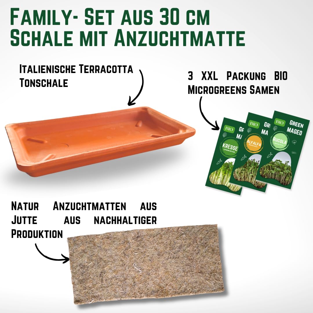 Green Mageo Family 31cm Kressi kasvatamiskomplekt – 1 tükk pere kressikasvatusalus koos maxi pakkide kressi