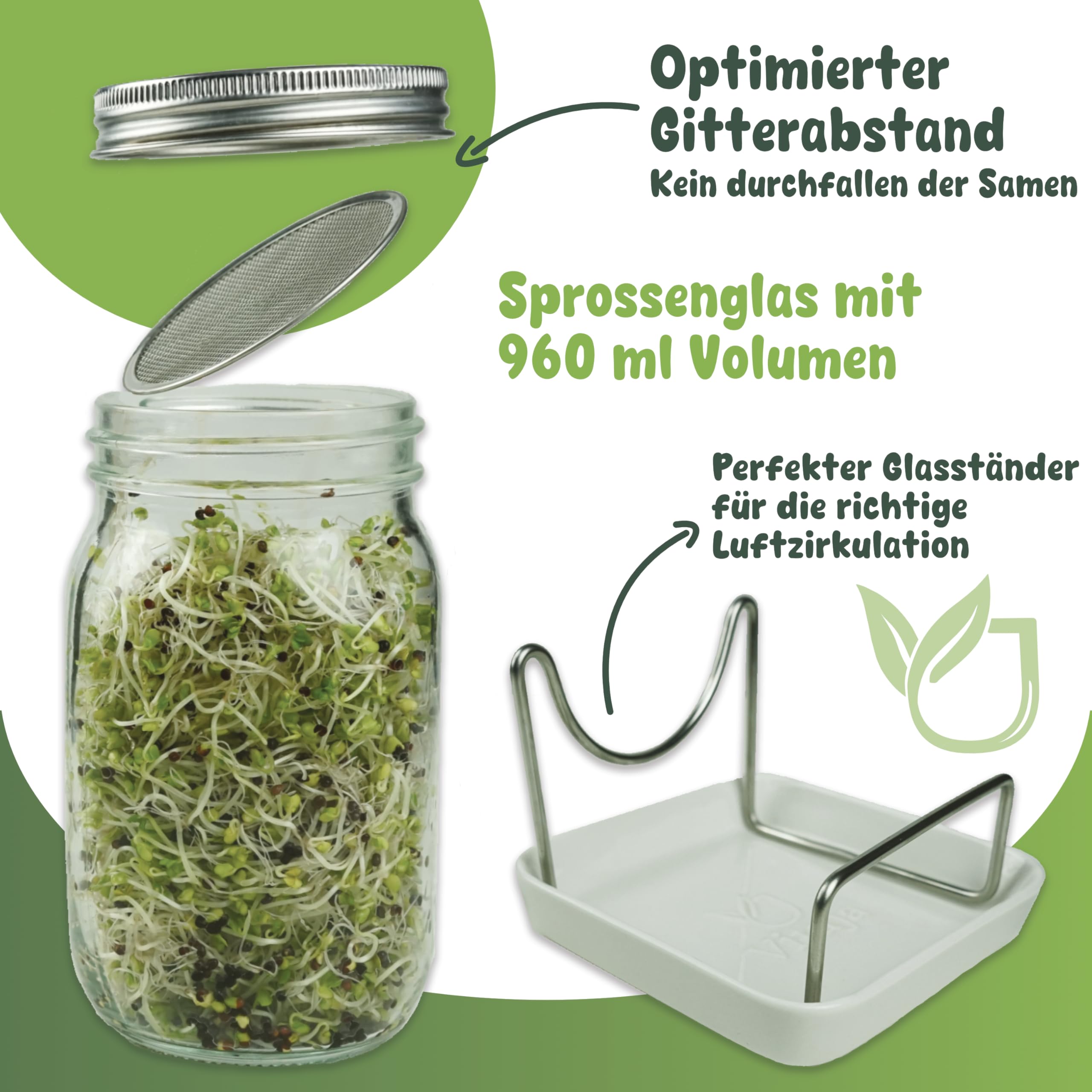 Vitaja idandamisnõude komplekt – 2-osaline komplekt idude ja mikrotaimede kasvatamiseks (koos 2x pimenduskangaga) – Idandamisnõu aknalauale – Nõudepesumasinas pestav