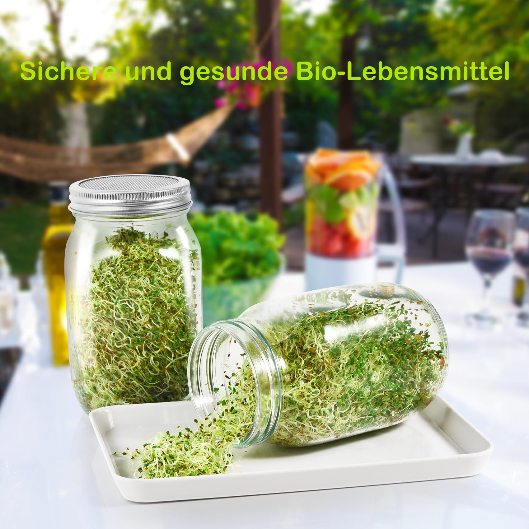 Idandamisnõude komplekt – 2 suurt idandamis- ja säilituspurki roostevabast terasest sõelfiltrite