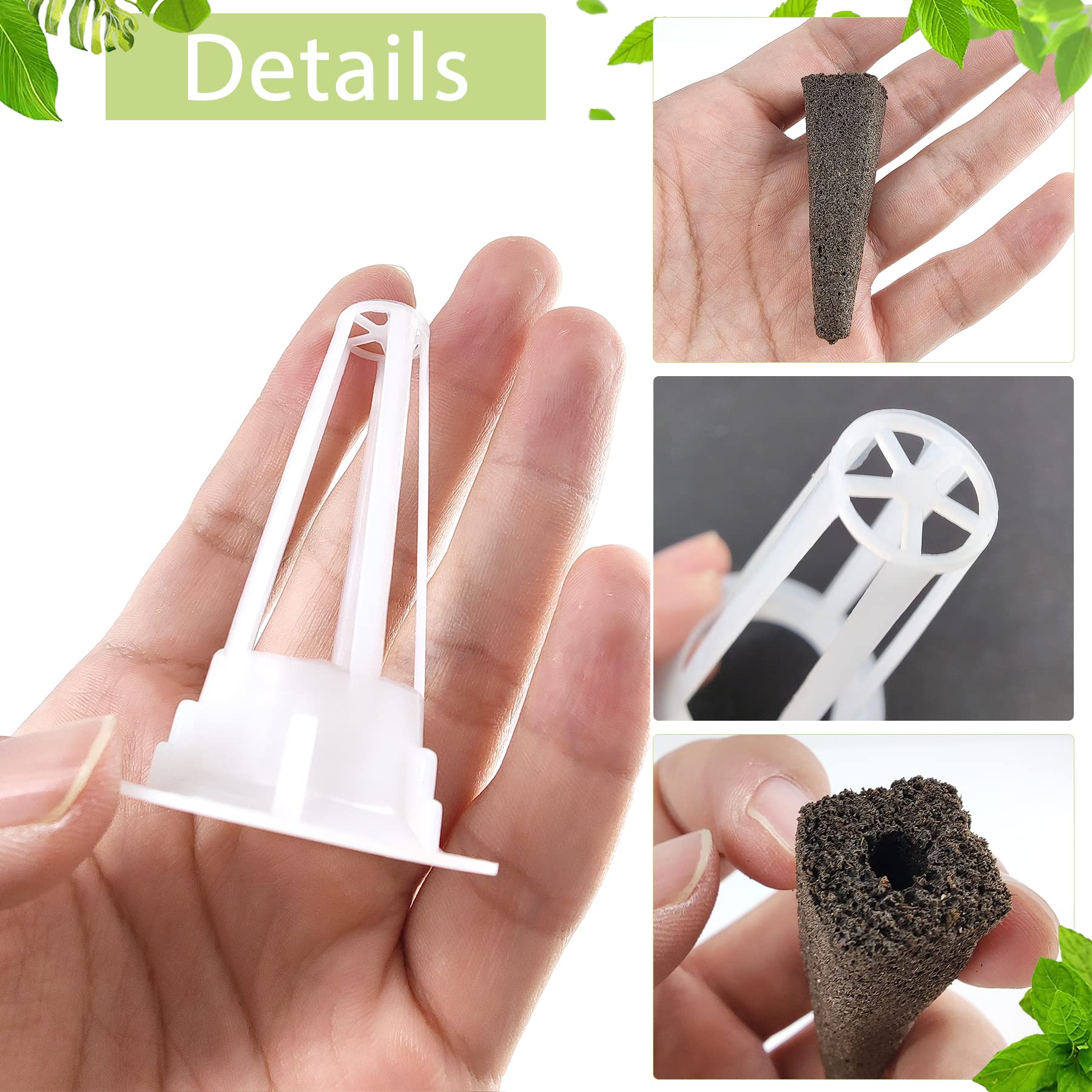 100-osaline hüdropoonika kasvatuse komplekt taimeseemnete idandamiseks – 50 kasvukäsna ja 50 seemnekorvi