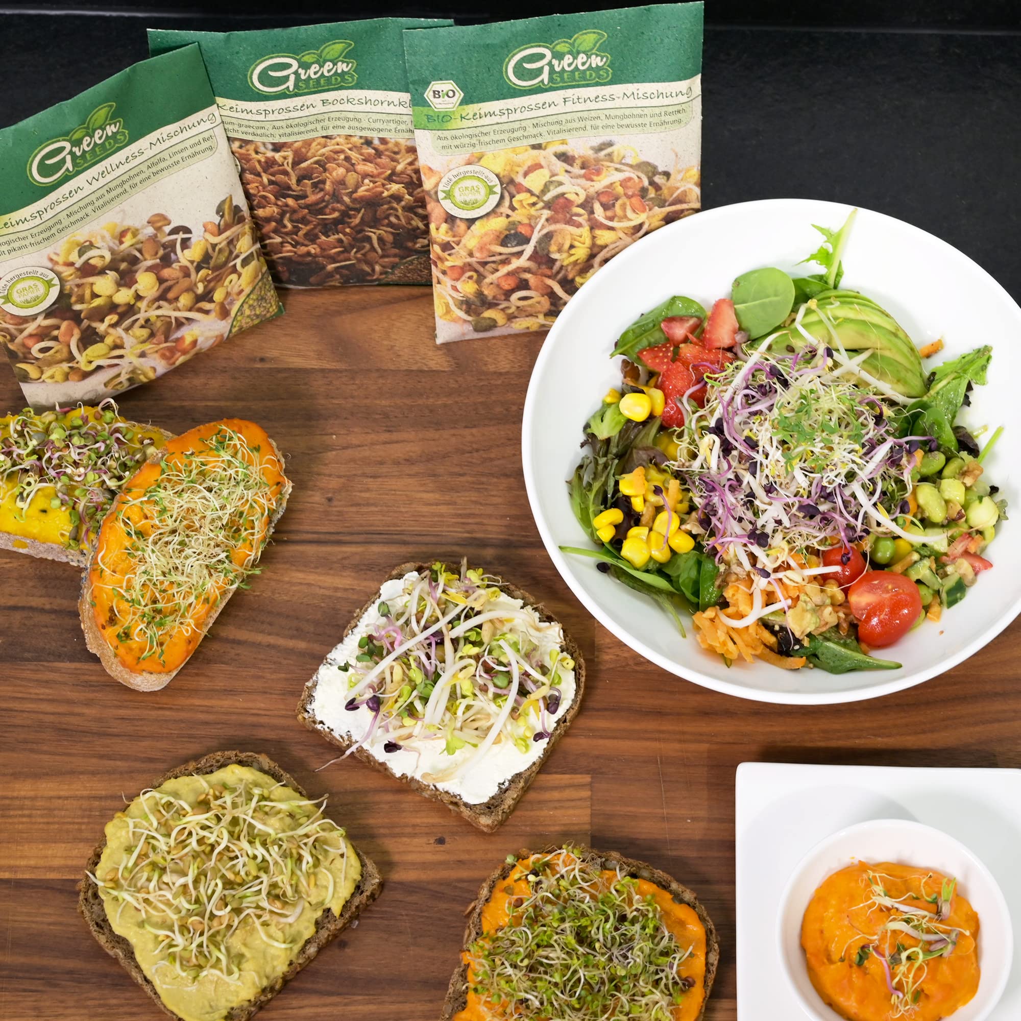 Green SEEDS® Kressisõel 1-osaline komplekt + kressi- ja redisesemned | Roostevabast terasest sõel kvaliteetse keraamilise alusega | Idandamisalus 14 x 14 cm