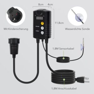 Digitaalne Temperatuuriregulaator Anduriga – Professionaalne Termostaat Soojendusmatile, Terraariumile ja Pruulimisele (230V, 2000W)