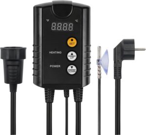 Digitaalne Temperatuuriregulaator Anduriga – Professionaalne Termostaat Soojendusmatile, Terraariumile ja Pruulimisele (230V, 2000W)
