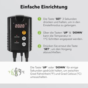 Digitaalne Temperatuuriregulaator Anduriga – Professionaalne Termostaat Soojendusmatile, Terraariumile ja Pruulimisele (230V, 2000W)