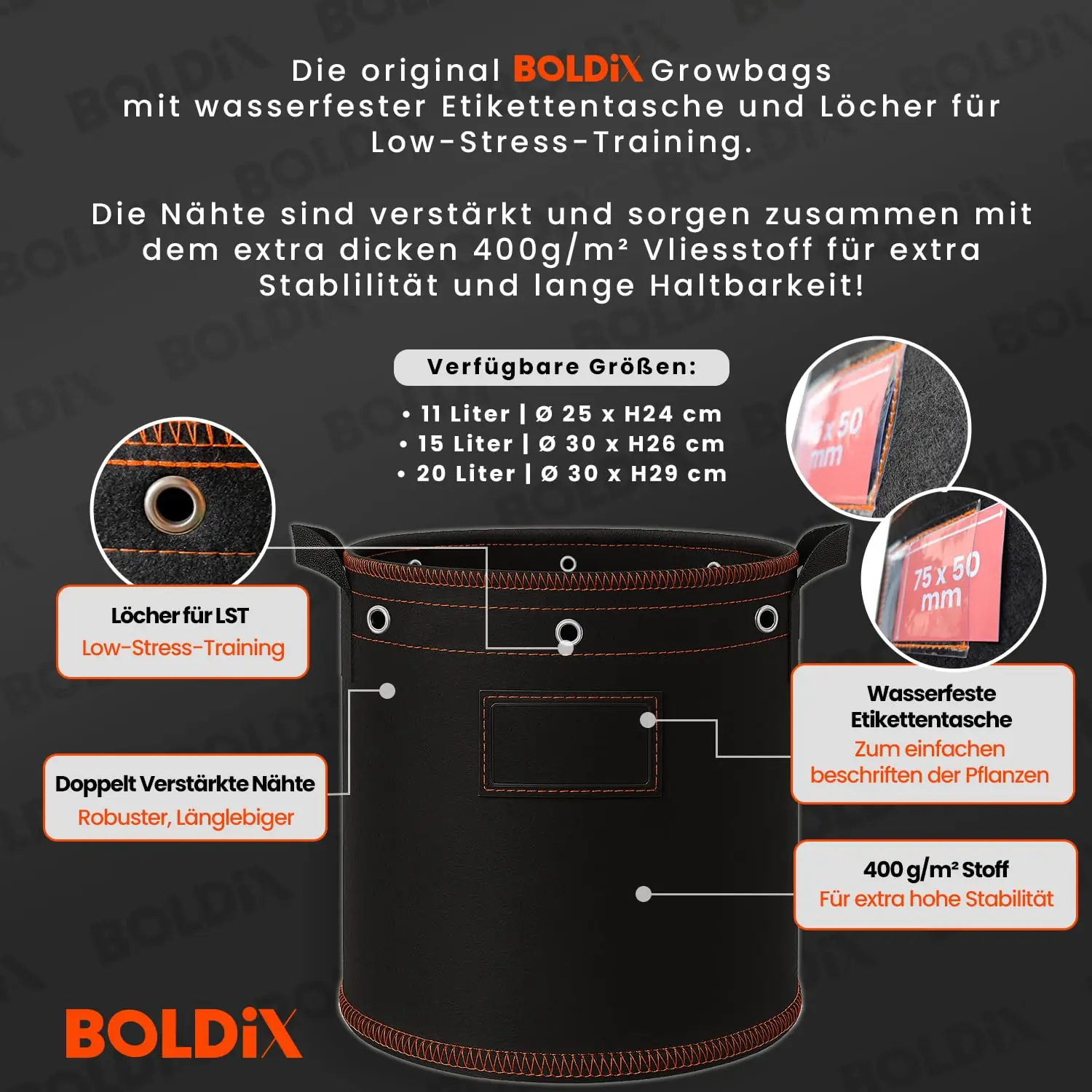 Viieosaline BOLDiX Growbags komplekt aias
