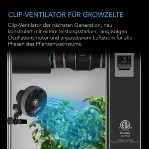 Pöörlev ventilaator kinnitatud kasvatustelgi posti külge