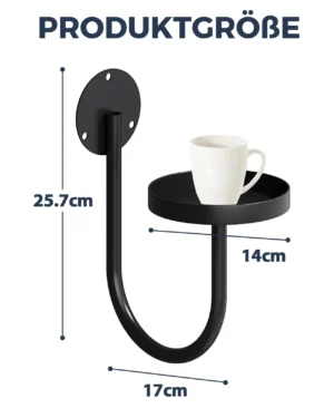 Seina lillealuse mõõdud: kõrgus 25,7 cm, alus Ø 14 cm, kaugus seinast 17 cm