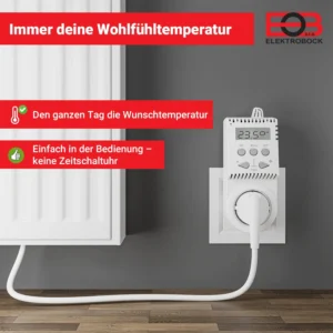 Termostaat seinapistikus, ühendatud elektriradiaatoriga