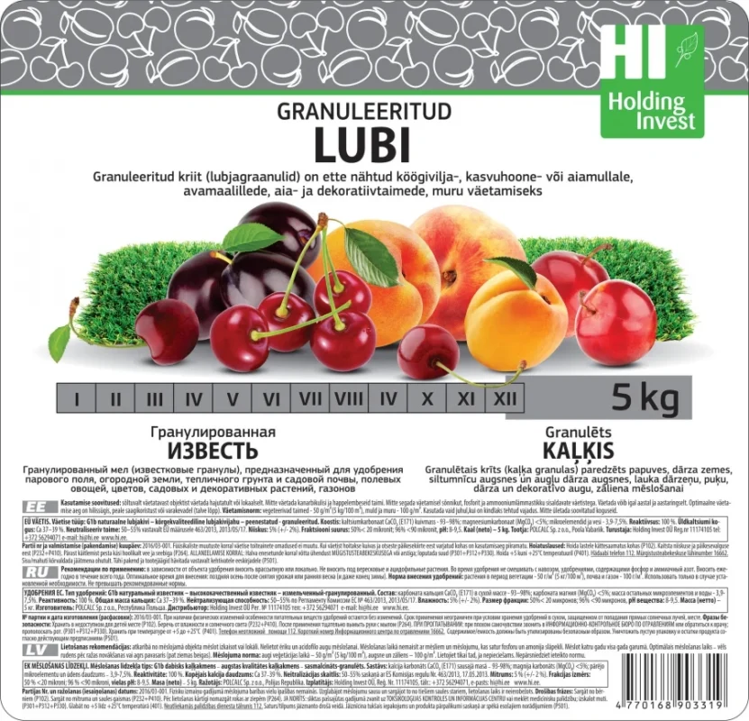 Granuleeritud lubi 5 kg – mulla happesuse vähendamiseks