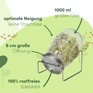 Idandamispurk 1000 ml, 8 cm lai suu ja roostevabast terasest sõelkaas