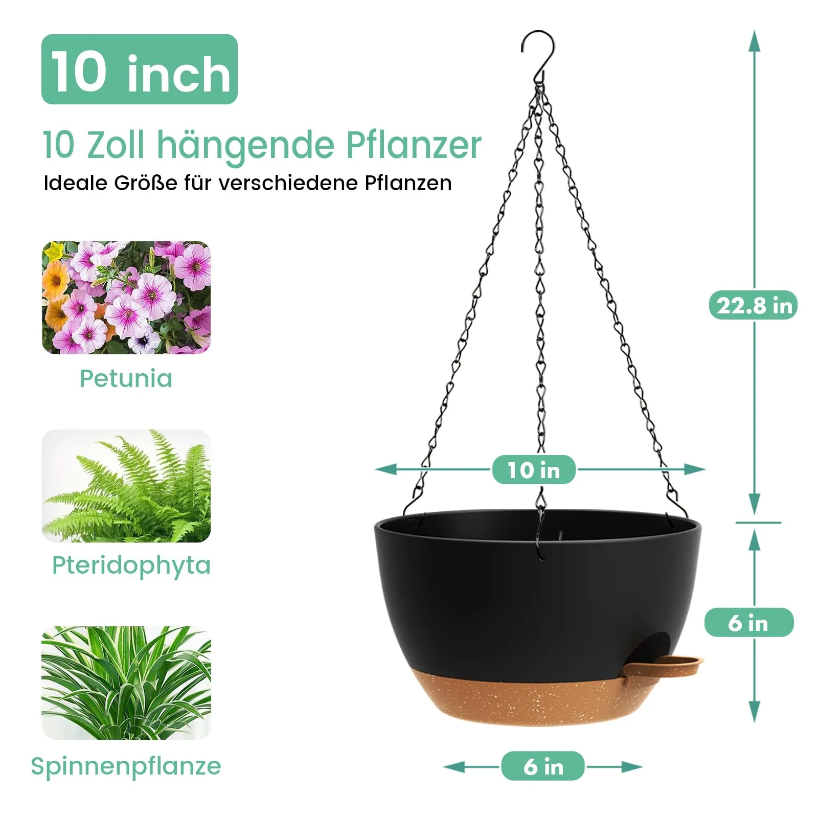 Rippuva lillepoti mõõdud: Ø 25 cm, kõrgus 15,5 cm