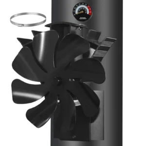 Tomersun 8 labaga kamina ventilaator ahjutoru küljes koos metallrõngaga