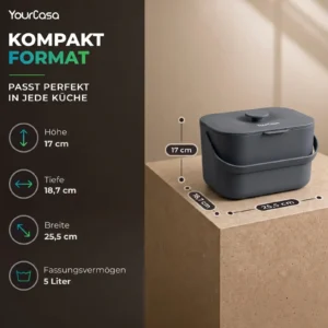Biojäätmete nõu mõõdud 25,5 × 18,7 × 17 cm